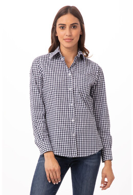 ladies navy gingham shirt