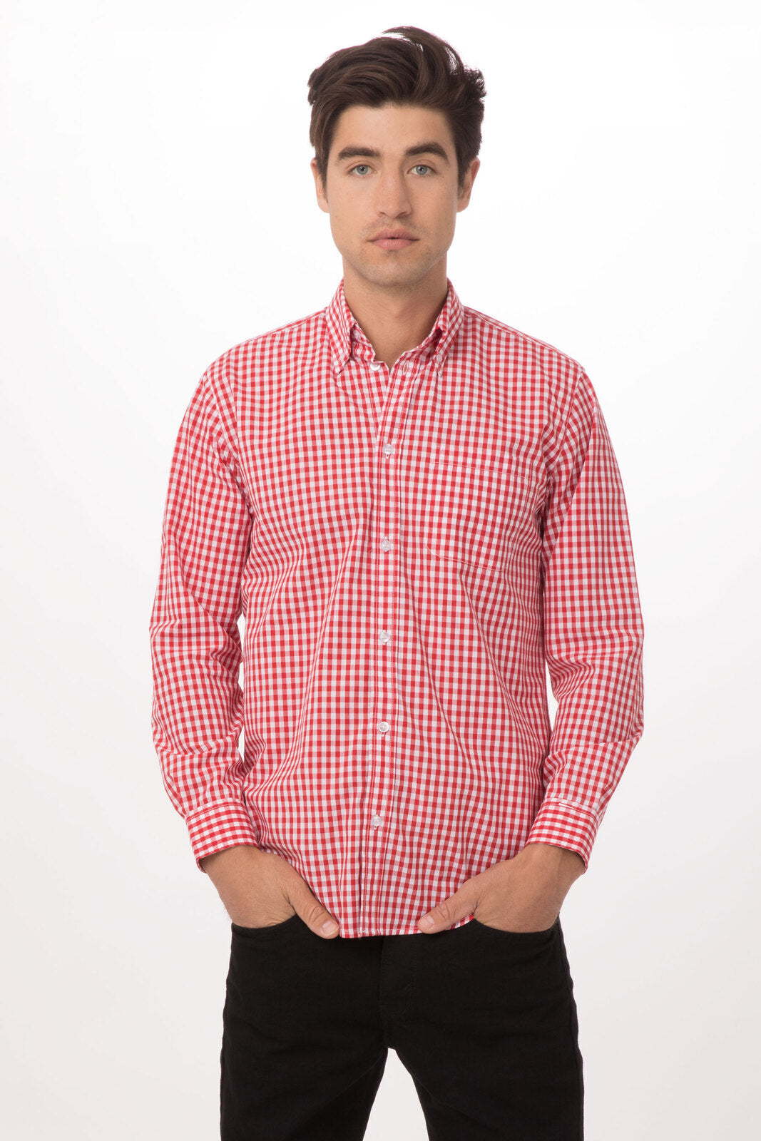 Red checked dress shirt sales