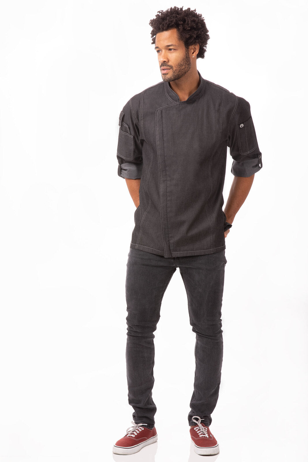Chef Works Gramercy Denim Chef-jas, zwart, groot