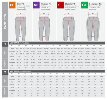 Mens Sizing – Chef Works