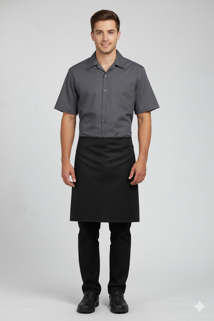 Half Black Apron No Pocket